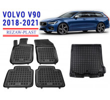 REZAW PLAST Auto Mats for Volvo V90 2018-2021 Waterproof Floor Liners Easy to Clean