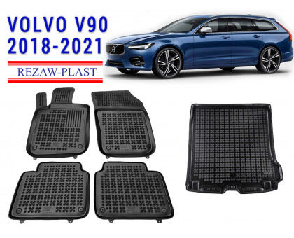 REZAW PLAST Auto Mats for Volvo V90 2018-2021 Waterproof Floor Liners Easy to Clean