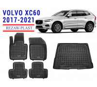 Rezaw-Plast Floor Mats Trunk Liner Set for Volvo XC60 2017-2021 Black