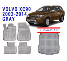 REZAW PLAST Floor Liners Set, Exact Fit for Volvo XC90 2002-2014 Waterproof Gray