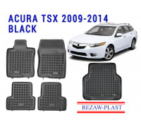 Rezaw-Plast Floor Mats Set for Acura TSX 2009-2014 Wagon Station 2 Row & Cargo Liner All Weather Rubber Floor Liners Odor Molded 