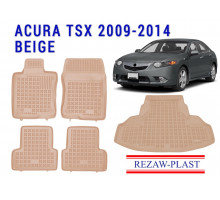 Rezaw-Plast Floor Mats Trunk Liner Set for Acura TSX 2009-2014 Beige