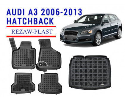 REZAW PLAST Custom Fit Floor Mats for Audi A3 2006-2013 Hatchback Durable Black