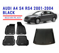 Rezaw-Plast Floor Mats Trunk Liner Set for Audi A4 S4 RS4 2001-2004 Black