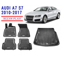 REZAW PLAST Floor Mats Set for Audi A7 S7 2010-2017 Anti-Slip Black 
