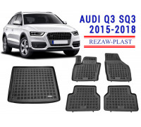 Rezaw-Plast Floor Mats Trunk Liner Set for Audi Q3 SQ3 2015-2018 Black