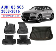 REZAW PLAST Floor Mats Set for Audi Q5 SQ5 2008-2016 Anti-Slip Black 