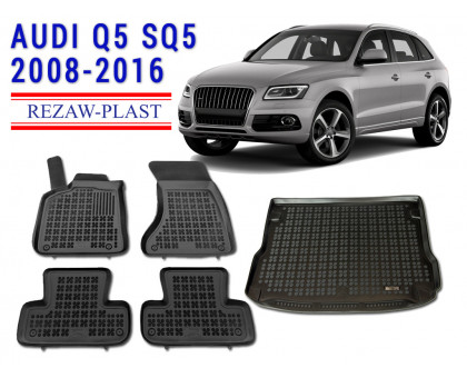 Rezaw-Plast Floor Mats Trunk Liner Set for Audi Q5 SQ5 2008-2016 Black
