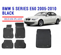 REZAW PLAST Rubber Mats for BMW 5 Series E60 2005-2010 Odorless Black