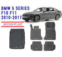 REZAW PLAST Car Mats for BMW 5 Series F10 F11 2010-2017 All Weather Black 