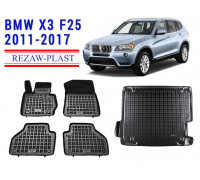 REZAW PLAST Auto Mats - Tailored for BMW X3 F25 2011-2017 Anti-Slip Black 