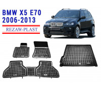 Rezaw-Plast Floor Mats Trunk Liner Set for BMW X5 E70 2006-2013 Black