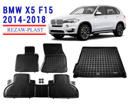 REZAW PLAST Floor Mats Set for BMW X5 F15 2014-2018 Durable Black