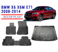 REZAW PLAST Floor Mats Set for SUV for BMW X6 X6M E71 2008-2014 Anti-Slip Black 