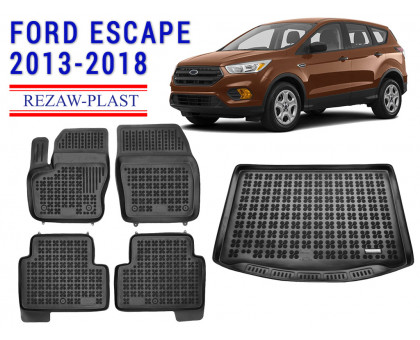 REZAW PLAST Floor Mats Set for Ford Escape 2013-2018 Custom Fit Black