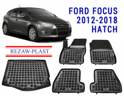 REZAW PLAST Auto Mats for Ford Focus 2012-2018 Hatch Waterproof Floor Liners Easy Care