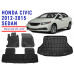 Rezaw-Plast Floor Mats Trunk Liner Set for Honda Civic 2012-2015 Sedan Black