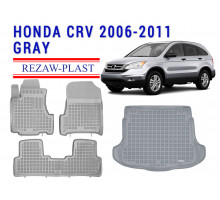 Rezaw-Plast Floor Mats Trunk Liner Set for Honda CR-V 2006-2011 Gray