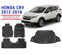 REZAW PLAST Floor Cover Set for Honda CR-V 2012-2018 Odorless Black 