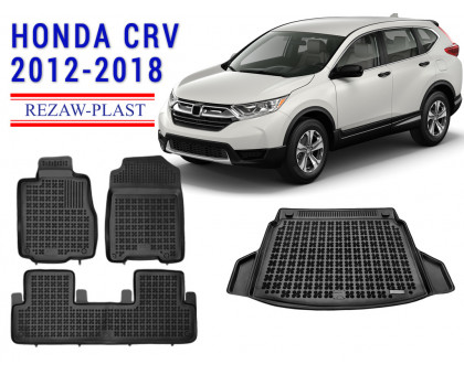 REZAW PLAST Floor Cover Set for Honda CR-V 2012-2018 Odorless Black 