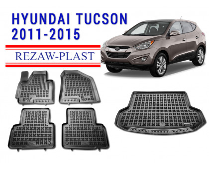 REZAW PLAST Floor Cover Set for Hyundai Tucson 2011-2015 Durable Black