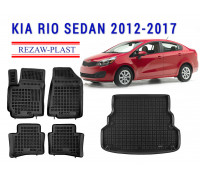 REZAW PLAST Floor Liners Set for Kia Rio Sedan 2012-2017 All Season Black