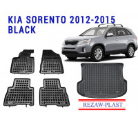 Rezaw-Plast Floor Mats Trunk Liner Set for Kia Sorento 2012-2015 Black