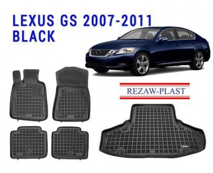 REZAW PLAST Floor Liners Set for Lexus GS 2007-2011 All Weather Black