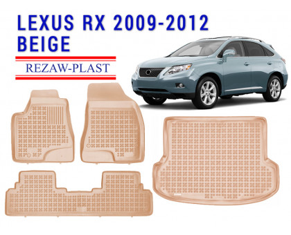 Rezaw-Plast Floor Mats Trunk Liner Set for Lexus RX 2009-2012 Beige