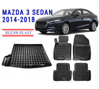 REZAW PLAST Floor Liners Set for Mazda 3 Sedan 2014-2018 Odorless Black 
