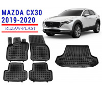 Rezaw-Plast Floor Mats Trunk Liner Set for Mazda CX30 2019-2020 Black
