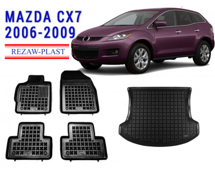 REZAW PLAST Floor Mats Custom Fit for Mazda CX-7 2006-2009 All Weather Black