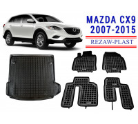 Rezaw-Plast Floor Mats Trunk Liner Set for Mazda CX9 2007-2015 Black