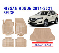 REZAW PLAST Premium Car Mats Set for Nissan Rogue 2014-2021 All Season Beige 