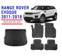 Rezaw-Plast Floor Mats Trunk Liner Set for Range Rover Evoque 2011-2018 Black