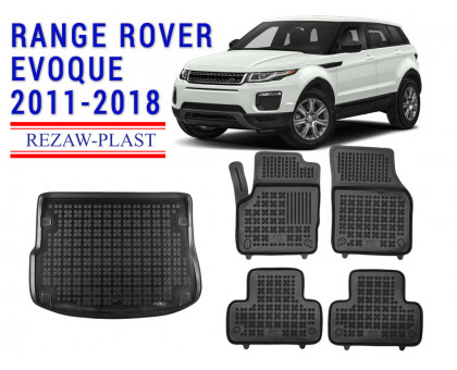 REZAW PLAST Rubber Mats for Range Rover Evoque 2011-2018 All Weather Black