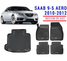 Rezaw-Plast Floor Mats Trunk Liner Set for Saab 9-5 Aero 2010-2012 Black