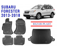 Rezaw-Plast Floor Mats Trunk Liner Set for Subaru Forester 2013-2018 Black