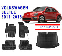 REZAW PLAST Vehicle Mats for Volkswagen Beetle 2011-2018 Molded All Weather Anti Slip