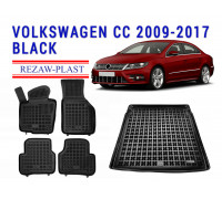 REZAW PLAST Floor Mats, Cargo Liner for Volkswagen CC 2009-2017 Odorless Black