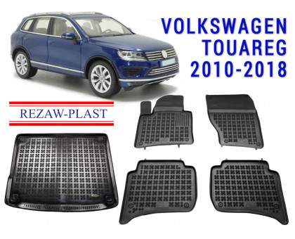 REZAW PLAST Floor Mats Set for Volkswagen Touareg 2010-2018 Anti-Slip Black