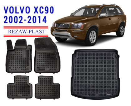 REZAW PLAST Durable Floor Mats Trunk Liner Set for Volvo XC90 2002-2014 Custom Fit