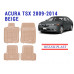 REZAW PLAST Custom-Fit Rubber Mats for Acura TSX 2009-2014 Waterproof Beige