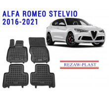 Rezaw-Plast Rubber Floor Mats Set for Alfa Romeo Stelvio 2016-2021 Black