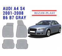 REZAW PLAST Premium Floor Liners for Audi A4 S4 B6 B7 2001-2008 Anti-Slip Gray