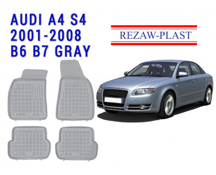 REZAW PLAST Premium Floor Liners for Audi A4 S4 B6 B7 2001-2008 Anti Slip Gray