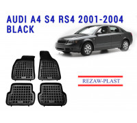 REZAW PLAST Rubber Floor Liners for Audi A4 S4 RS4 2001-2004 All Weather Black