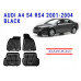 REZAW PLAST Rubber Floor Liners for Audi A4 S4 RS4 2001-2004 All Weather Black