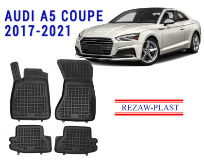 REZAW PLAST Custom-Fit Rubber Mats for Audi A5 Coupe 2017-2021 Odorless Black 