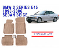 REZAW PLAST Rubber Floor Mats for BMW 3 Series E46 1998-2006 Sedan Durable Beige 